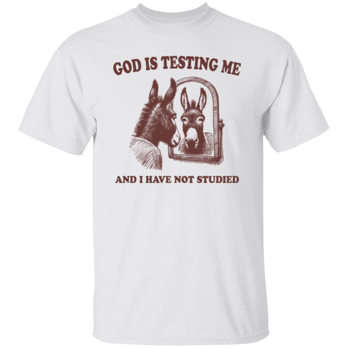 God is Testing Me And I Have Not Studied Brown Tee Tshirt Men's Women's Gifts Unisex T-Shirts