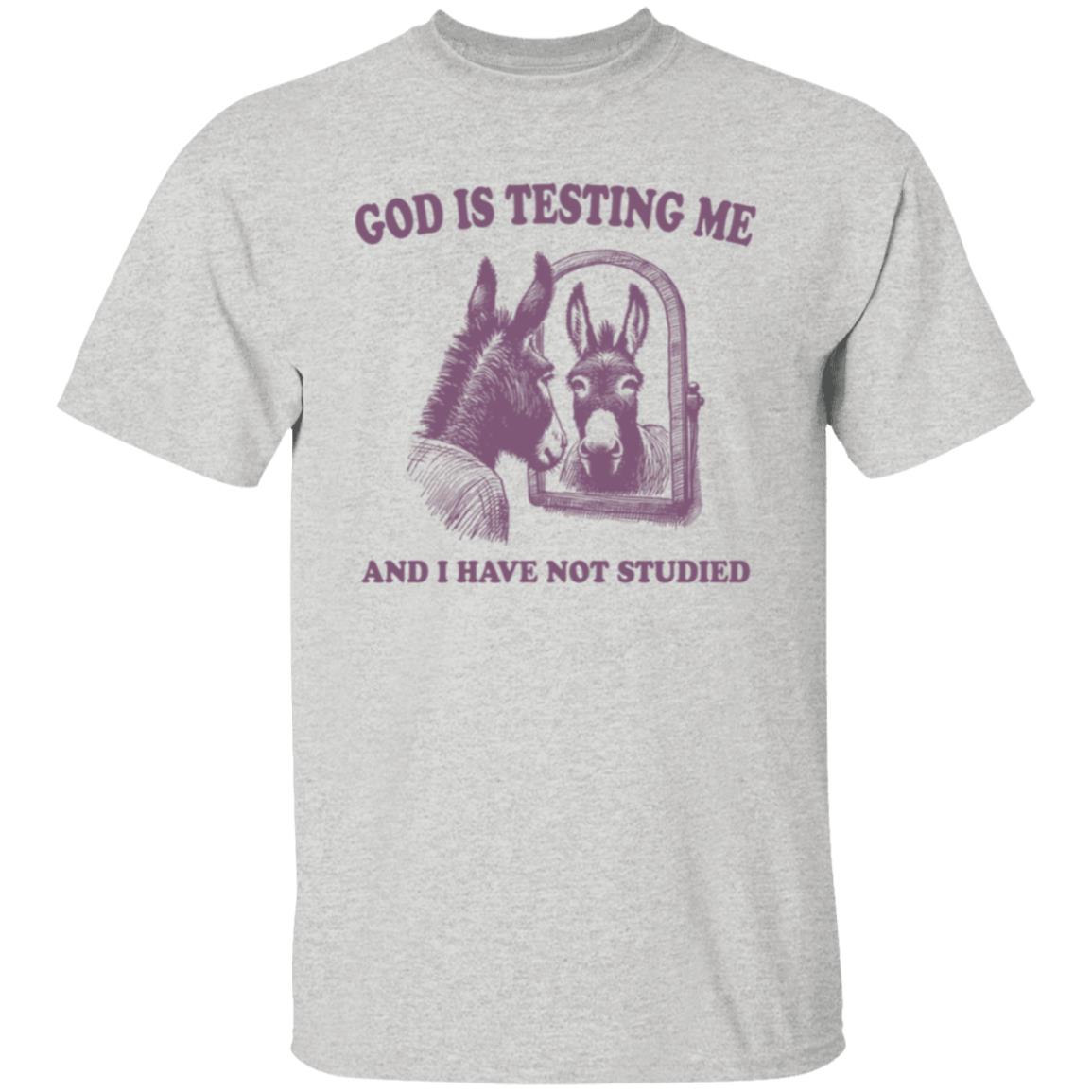 God is Testing Me And I Have Not Studied Purple Tee Tshirt Men's Women's Gifts Unisex T-Shirts