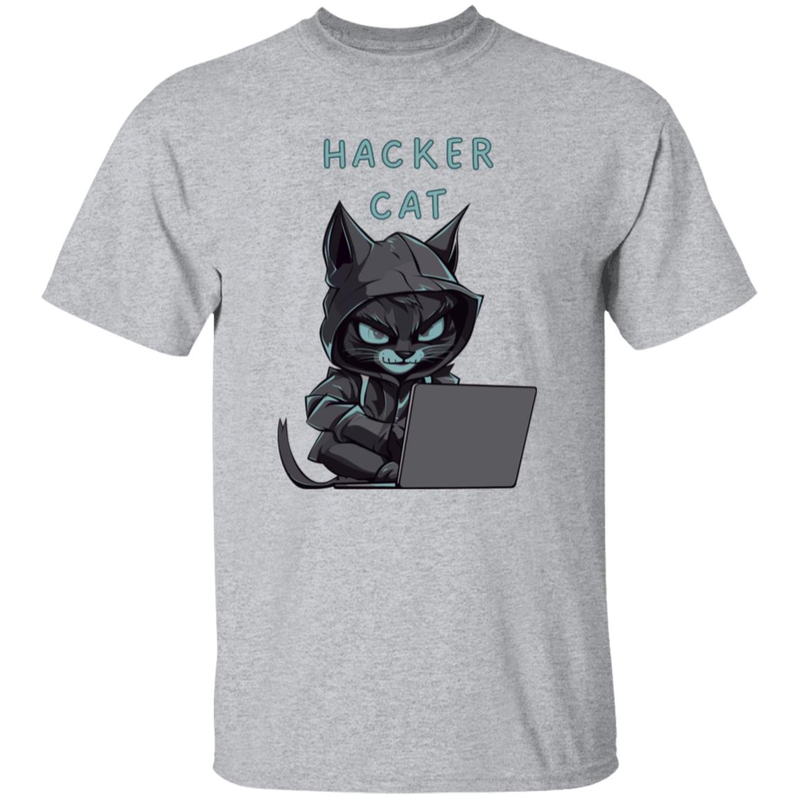 Hacker Cat Tee Green Print Tshirt Men's Father's Day Gifts Unisex T-Shirts