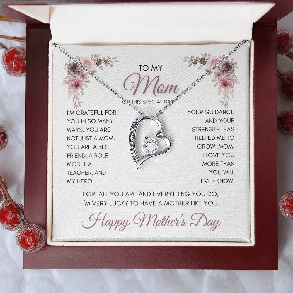 To My Mom | My Best Friend | My Hero | Mauve Roses | Forever Love Necklace | Mother's Day Gift