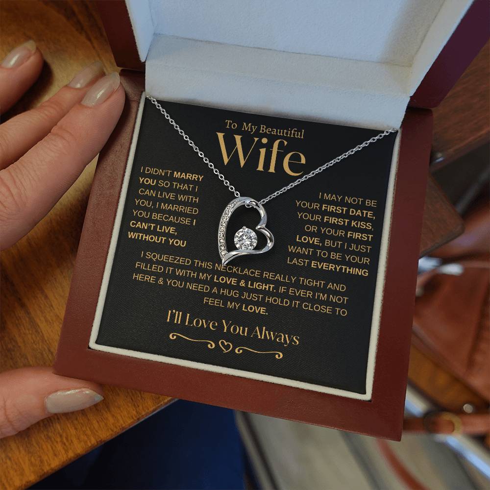 To My Beautiful Wife | Generic From Line | Forever Love Necklace | Gold on Black