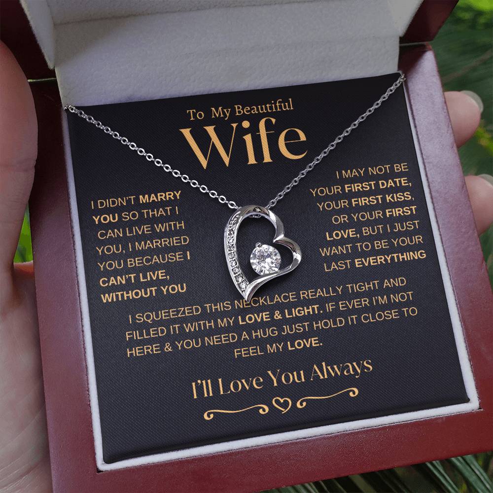 To My Beautiful Wife | Generic From Line | Forever Love Necklace | Gold on Black