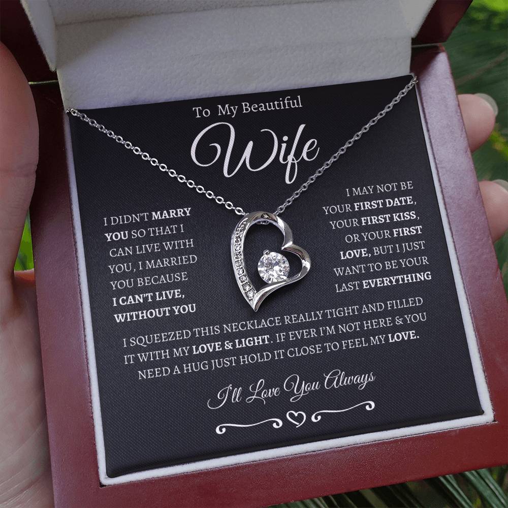 To My Wife | Generic From Line | Forever Love Necklace | White on Black