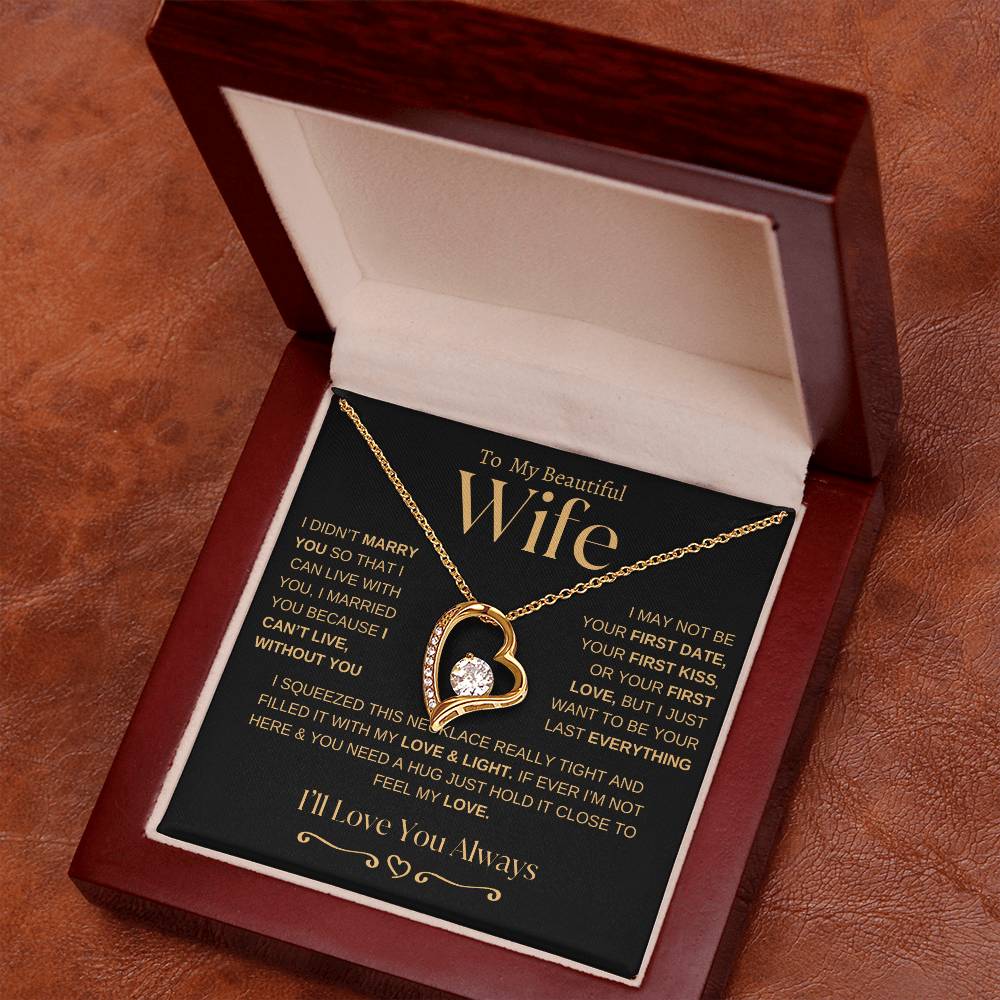 To My Beautiful Wife | Generic From Line | Forever Love Necklace | Gold on Black