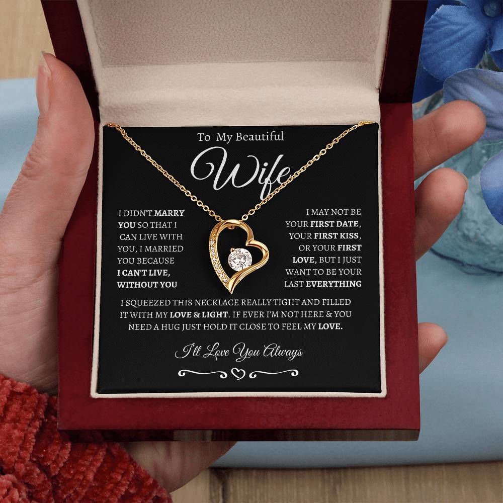 To My Wife | Generic From Line | Forever Love Necklace | White on Black