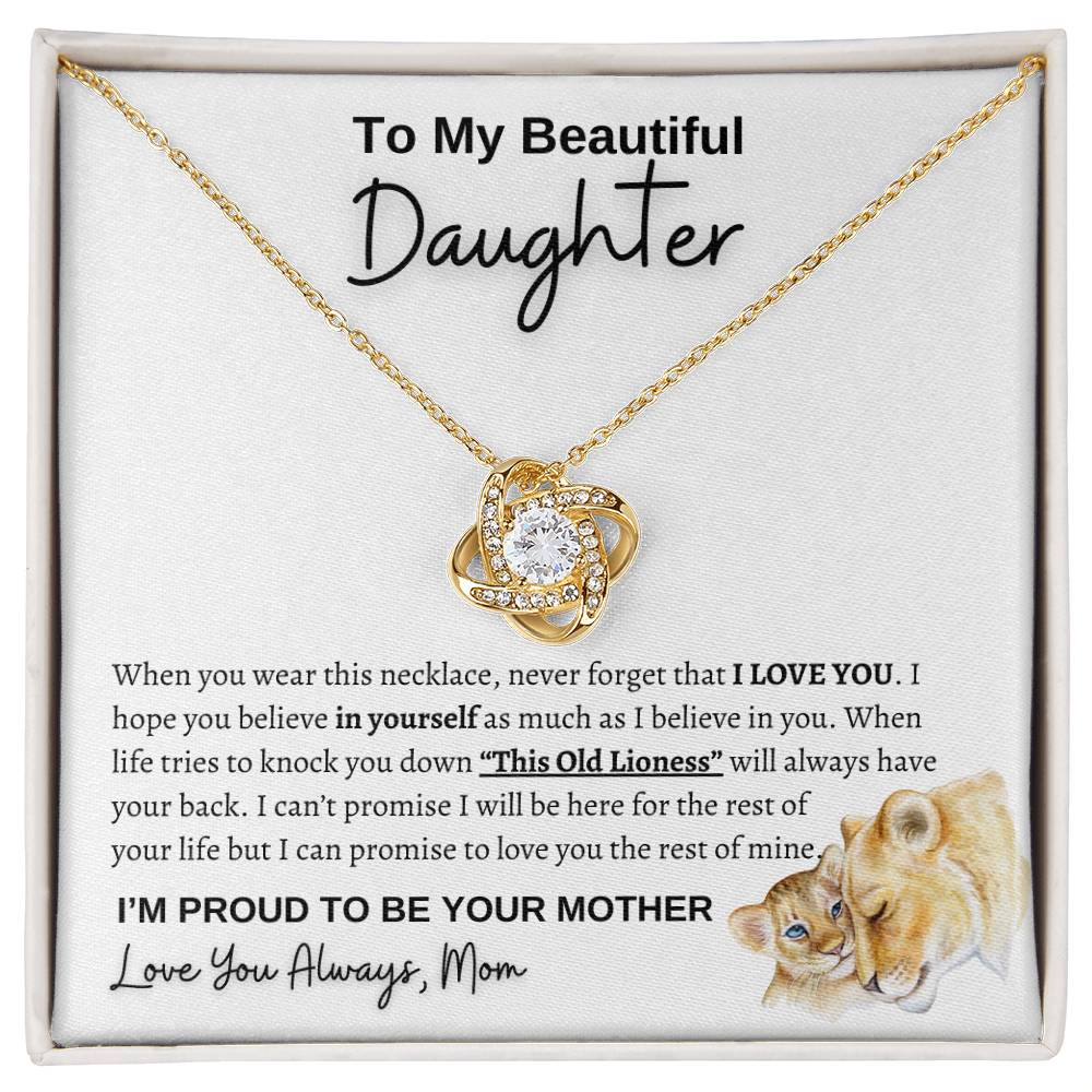 Lioness To my daughter from mom necklace  | Love Knot Necklace