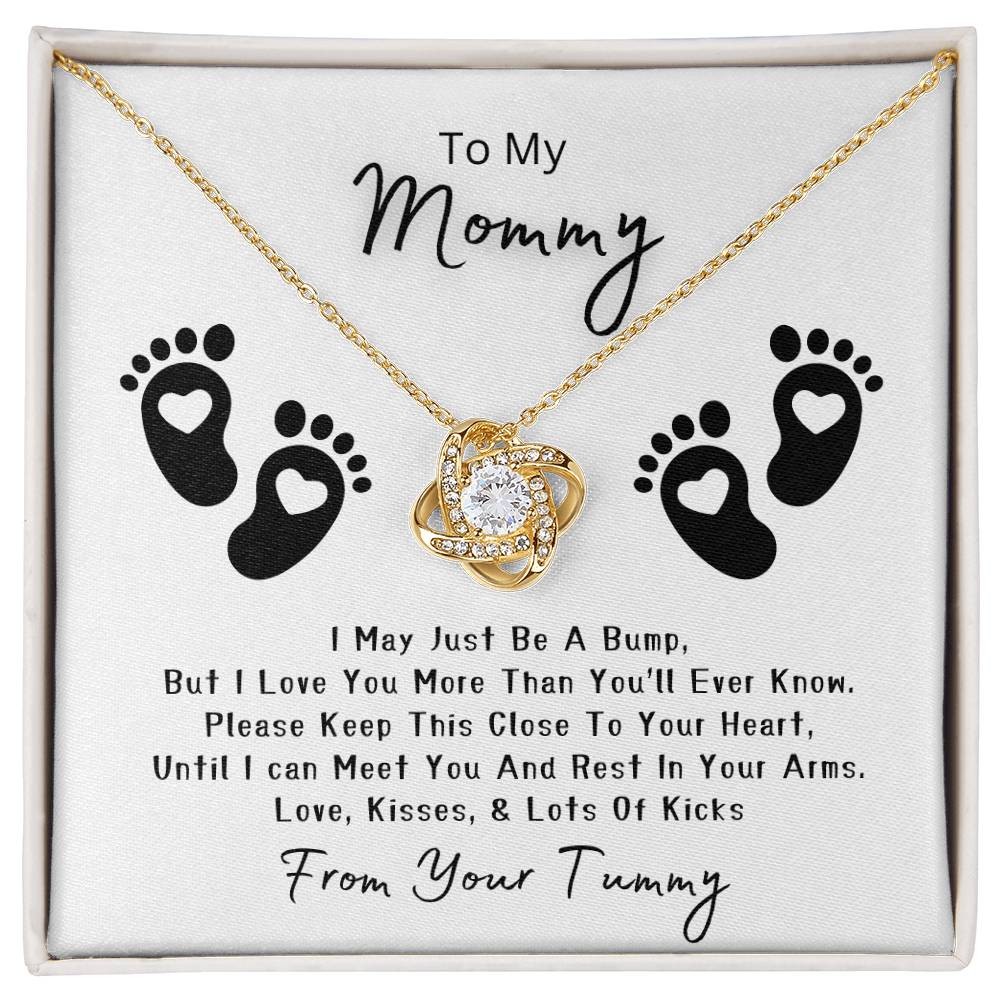 Mommy to be | Baby Feet | Love Knot Necklace | Mother's Day Gift