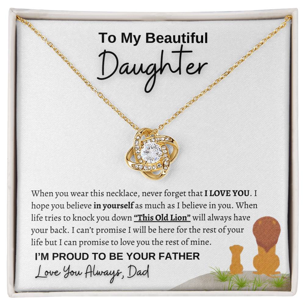 To my daughter | from dad Lion | Love Knot Necklace