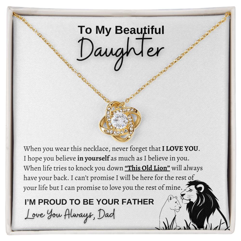 To my daughter | From Dad | Lion | Love Knot Necklace