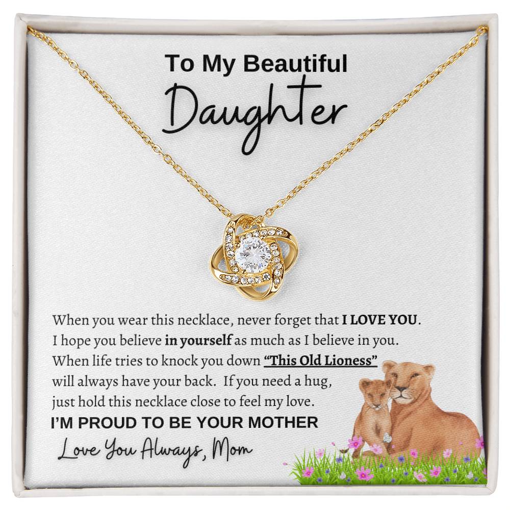 To my daughter from mom | Lioness | Love Knot Necklace