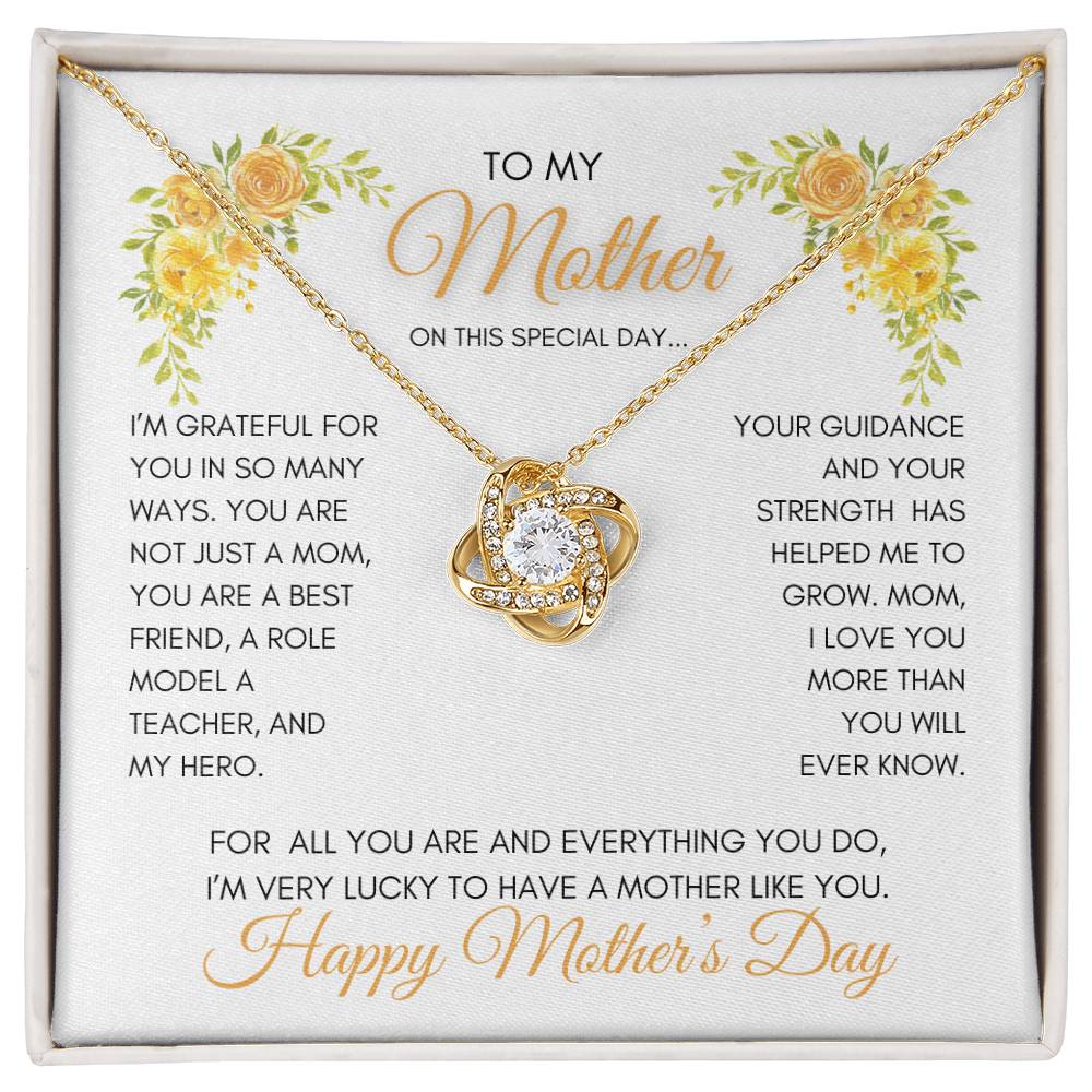 To My Mom | My Best Friend | My Hero | Golden Roses | Love Knot Necklace | Mother's Day Gift