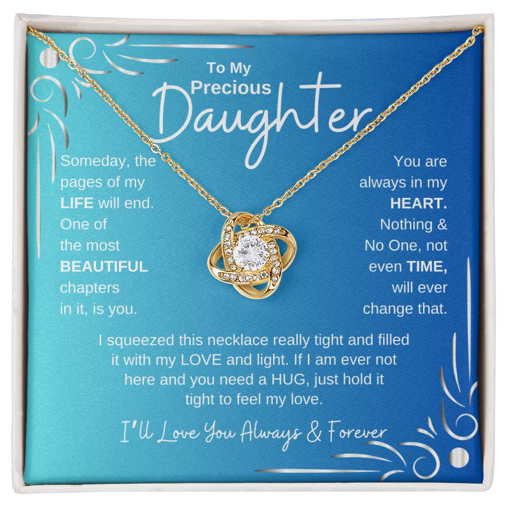 To My Precious Daughter | Love Knot Necklace | Gift For Daughter | Blue & Teal