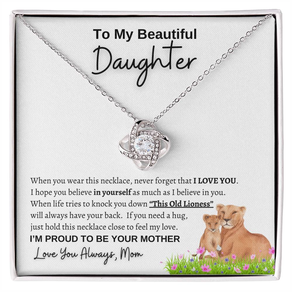 To my daughter from mom | Lioness | Love Knot Necklace