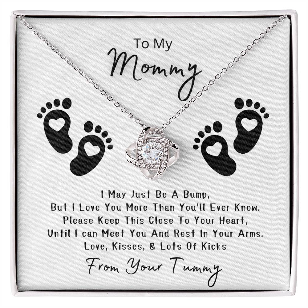 Mommy to be | Baby Feet | Love Knot Necklace | Mother's Day Gift