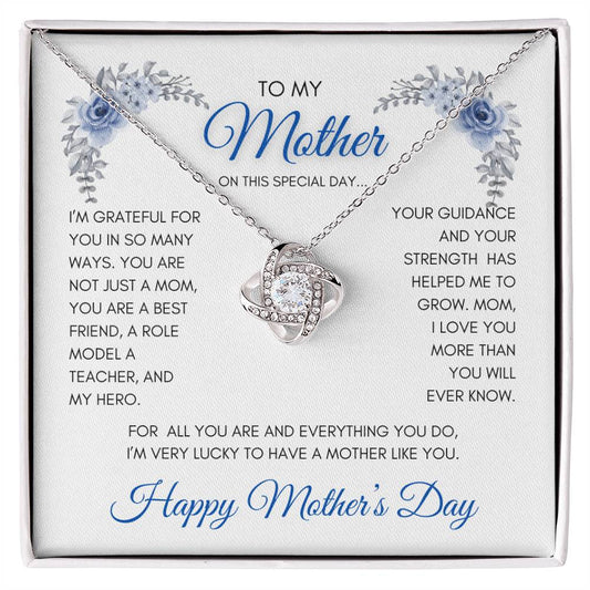 To My Mom | My Best Friend | My Hero | Blue Roses | Love Knot Necklace | Mother's Day Gift