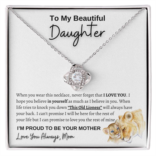 Lioness To my daughter from mom necklace  | Love Knot Necklace