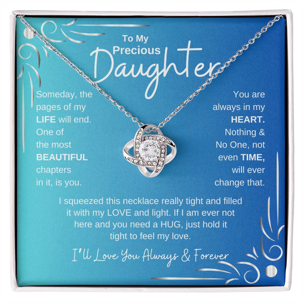 To My Precious Daughter | Love Knot Necklace | Gift For Daughter | Blue & Teal