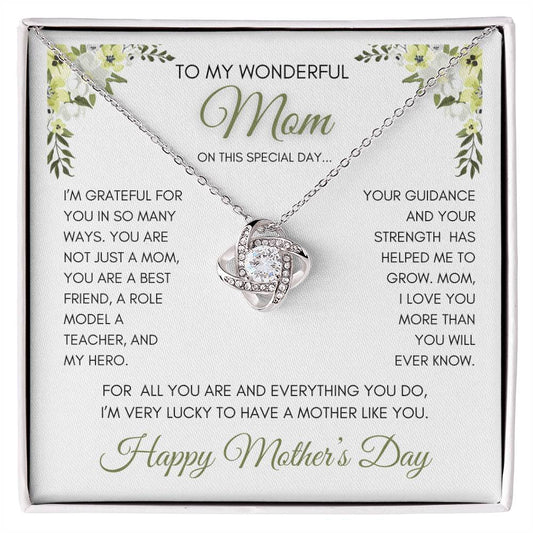 To My Mom | My Best Friend | My Hero | Yellow white Primrose | Love Knot Necklace | Mother's Day Gift