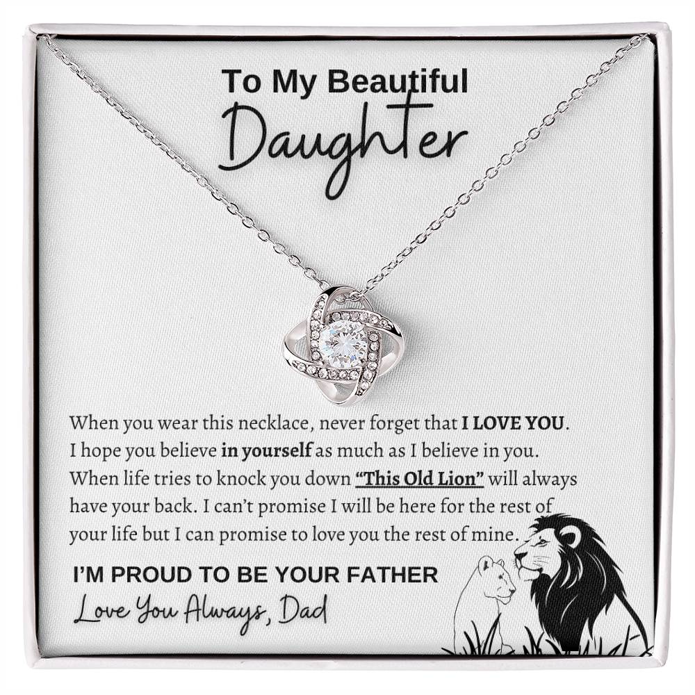 Lion To my daughter from dad necklace  | Love Knot Necklace