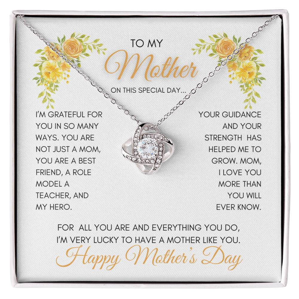 To My Mom | My Best Friend | My Hero | Golden Roses | Love Knot Necklace | Mother's Day Gift