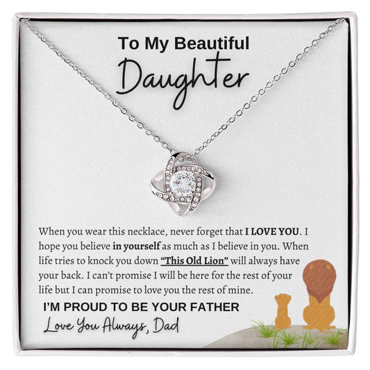 To my daughter | from dad Lion | Love Knot Necklace