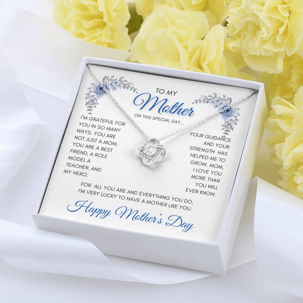 To My Mom | My Best Friend | My Hero | Blue Roses | Love Knot Necklace | Mother's Day Gift