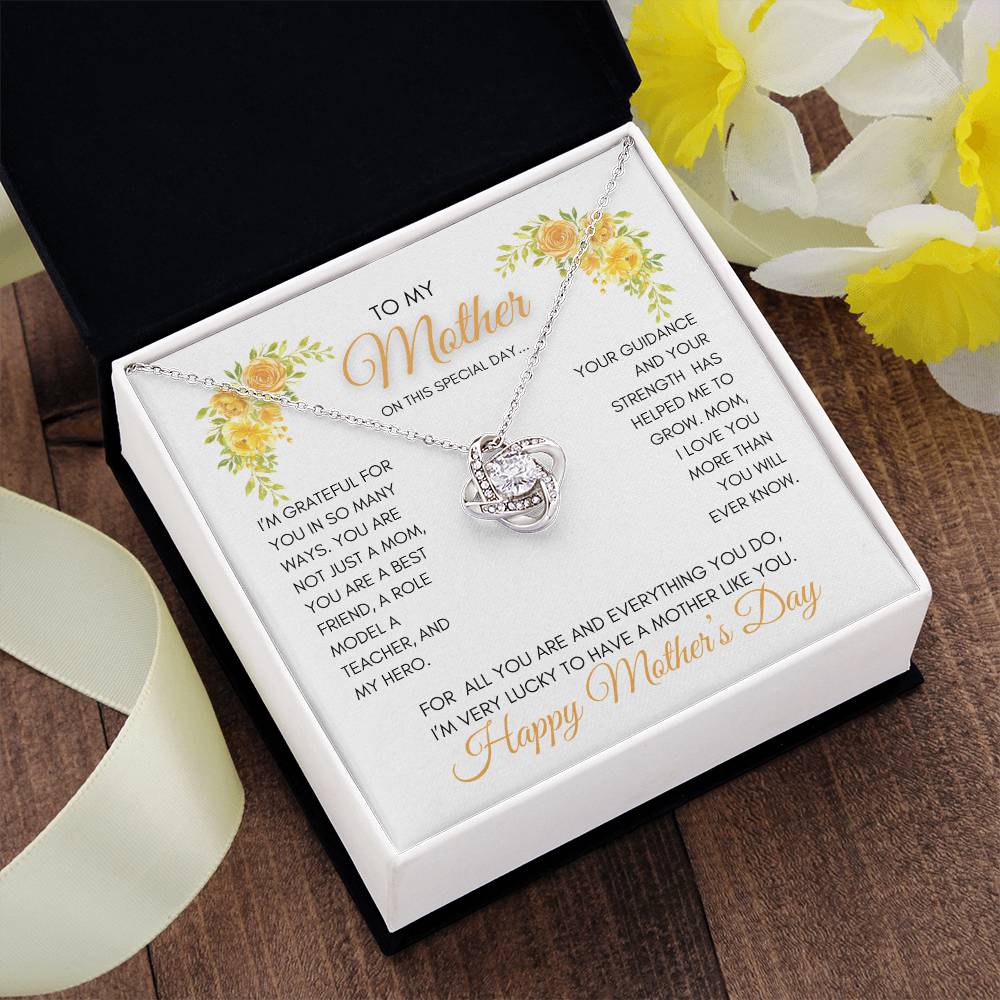 To My Mom | My Best Friend | My Hero | Golden Roses | Love Knot Necklace | Mother's Day Gift