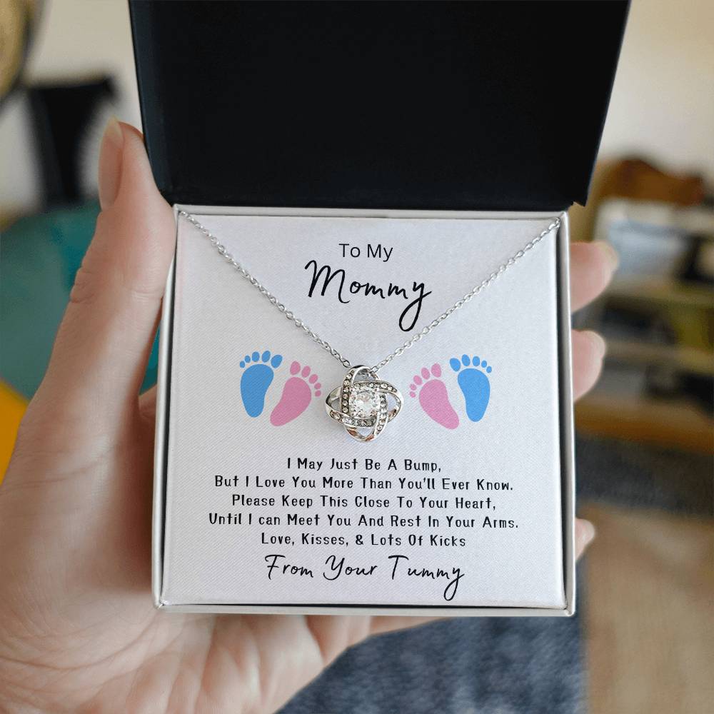 Mommy to be | Baby feet | Love Knot Necklace | Mother's Day Gift