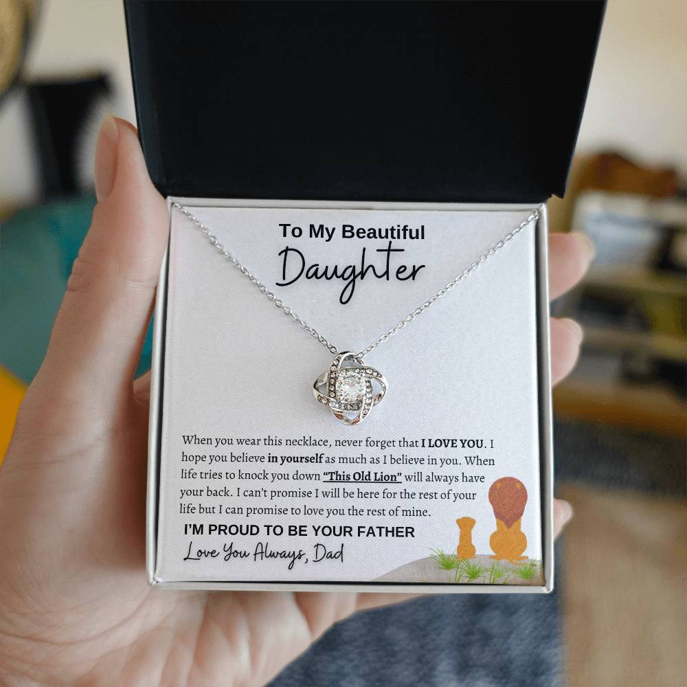 To my daughter | from dad Lion | Love Knot Necklace