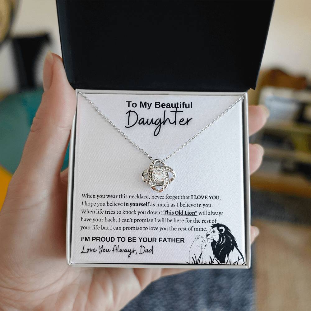 Lion To my daughter from dad necklace  | Love Knot Necklace