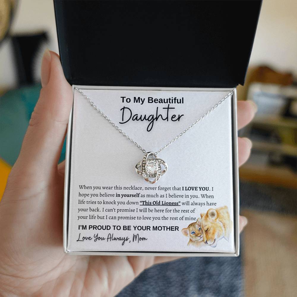 Lioness To my daughter from mom necklace  | Love Knot Necklace