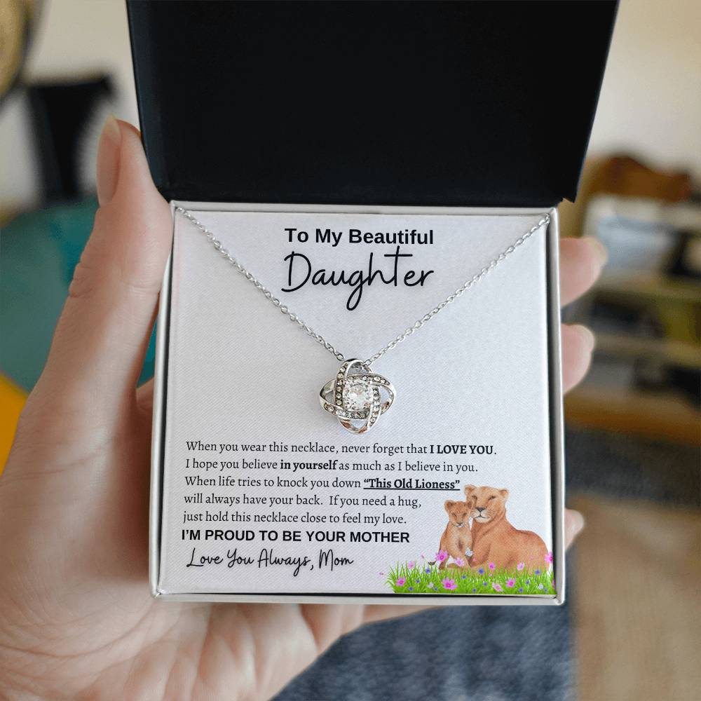 To my daughter from mom | Lioness | Love Knot Necklace