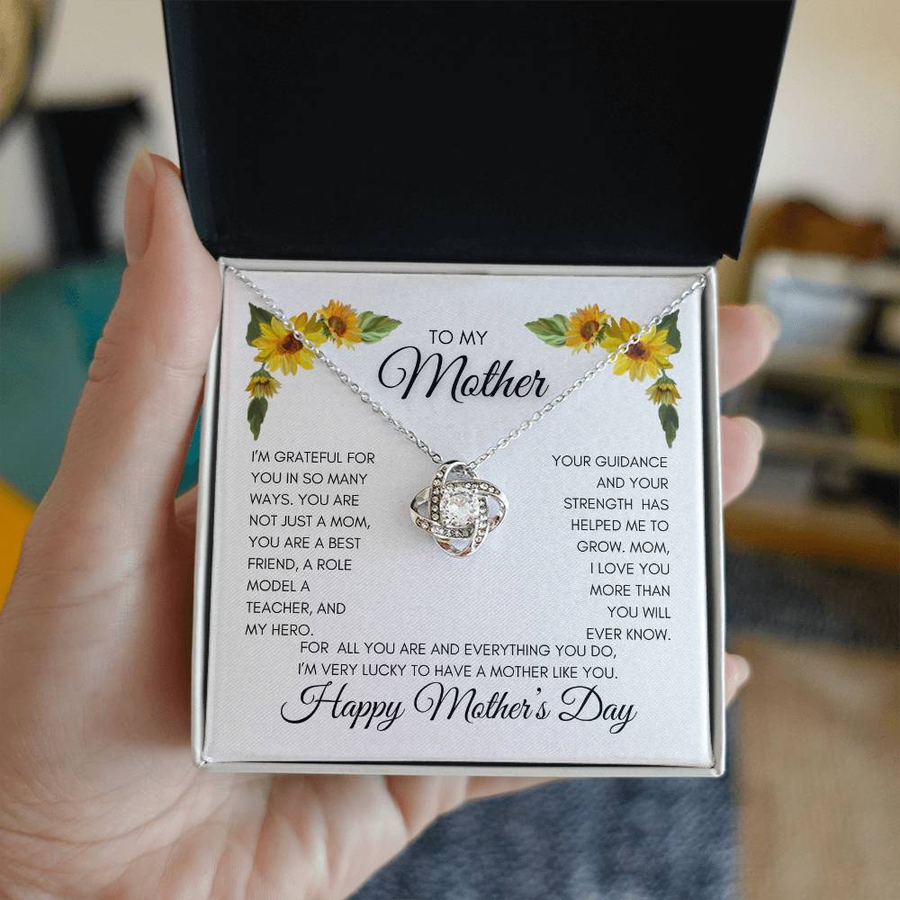 To My Mom | My Best Friend | My Hero | Yellow Flowers | Love Knot Necklace | Mother's Day Gift