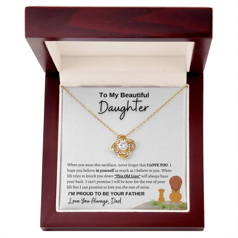 To my daughter | from dad Lion | Love Knot Necklace