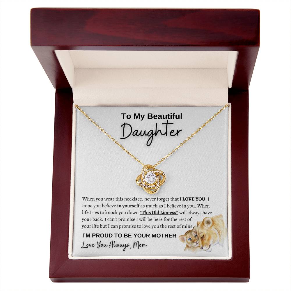 Lioness To my daughter from mom necklace  | Love Knot Necklace