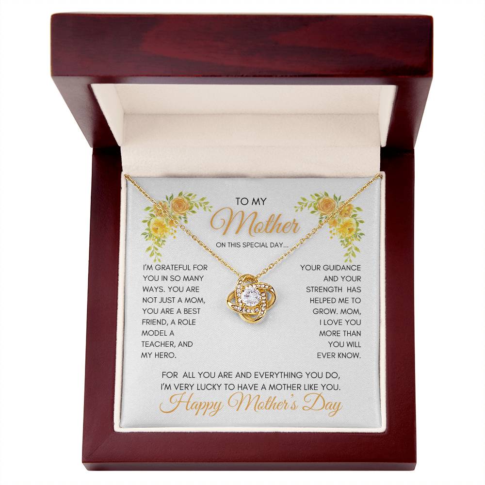 To My Mom | My Best Friend | My Hero | Golden Roses | Love Knot Necklace | Mother's Day Gift