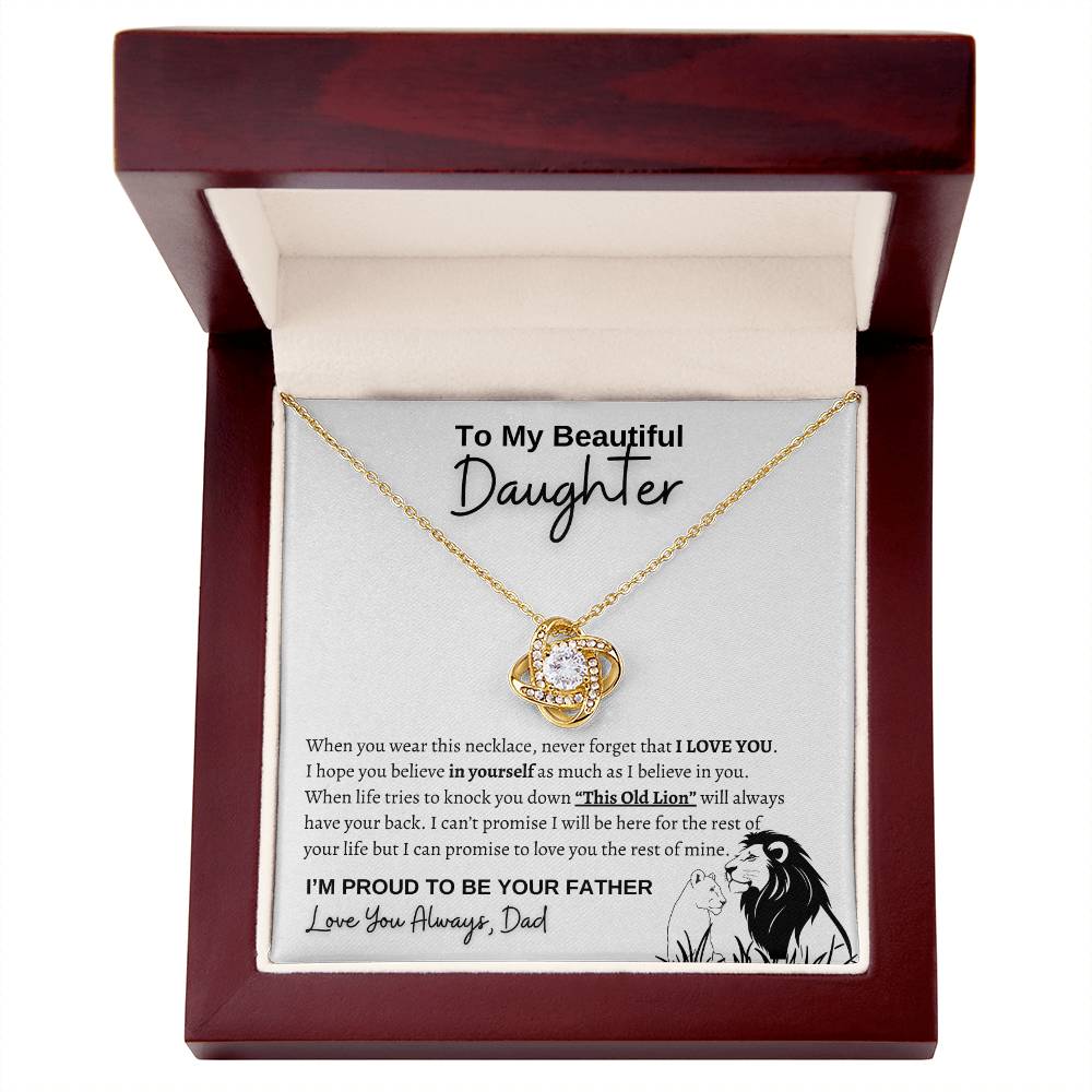 Lion To my daughter from dad necklace  | Love Knot Necklace