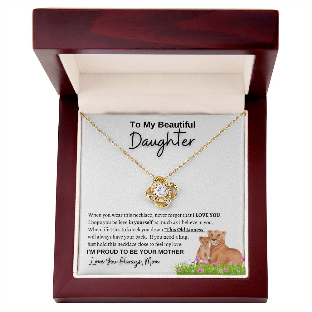 To my daughter from mom | Lioness | Love Knot Necklace