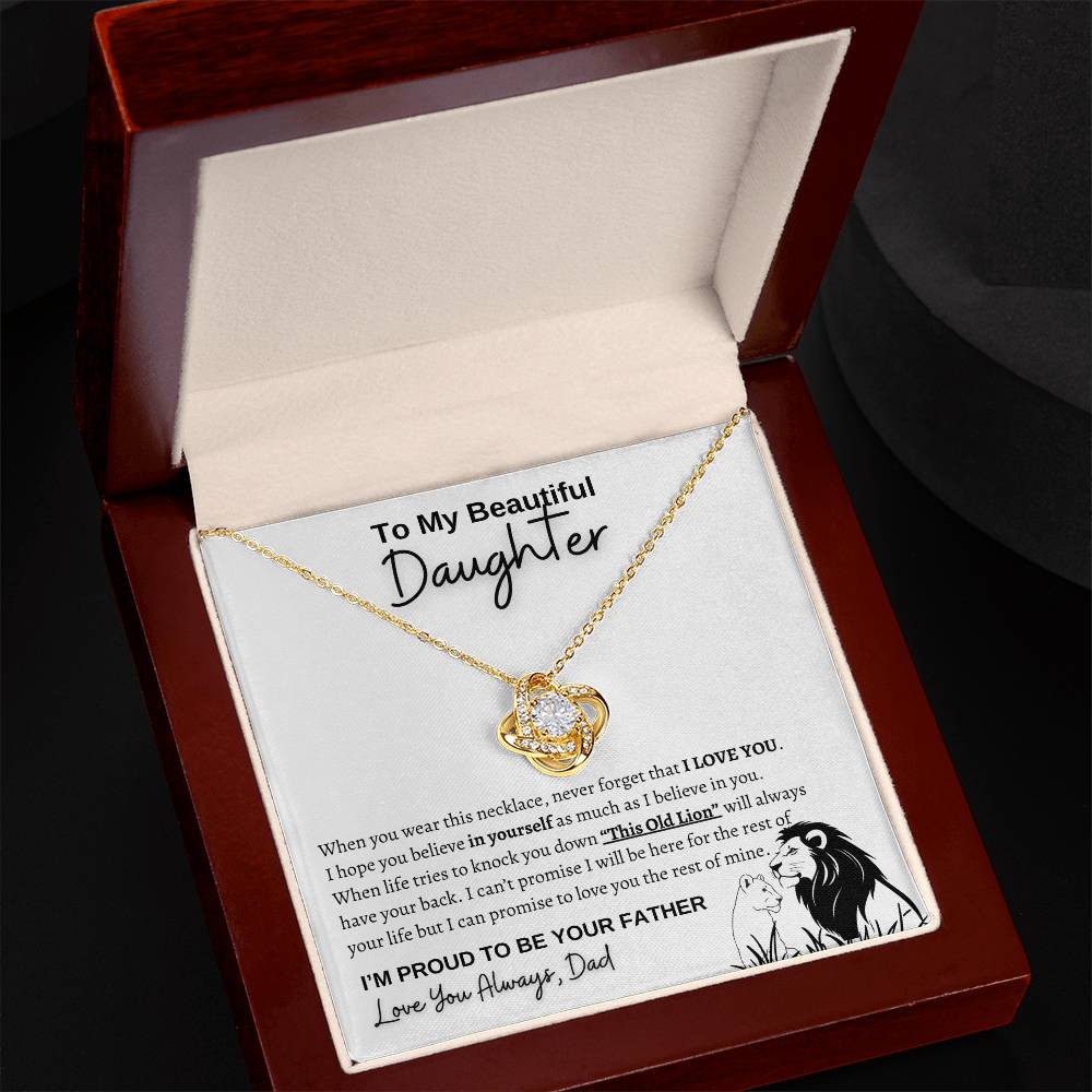 Lion To my daughter from dad necklace  | Love Knot Necklace