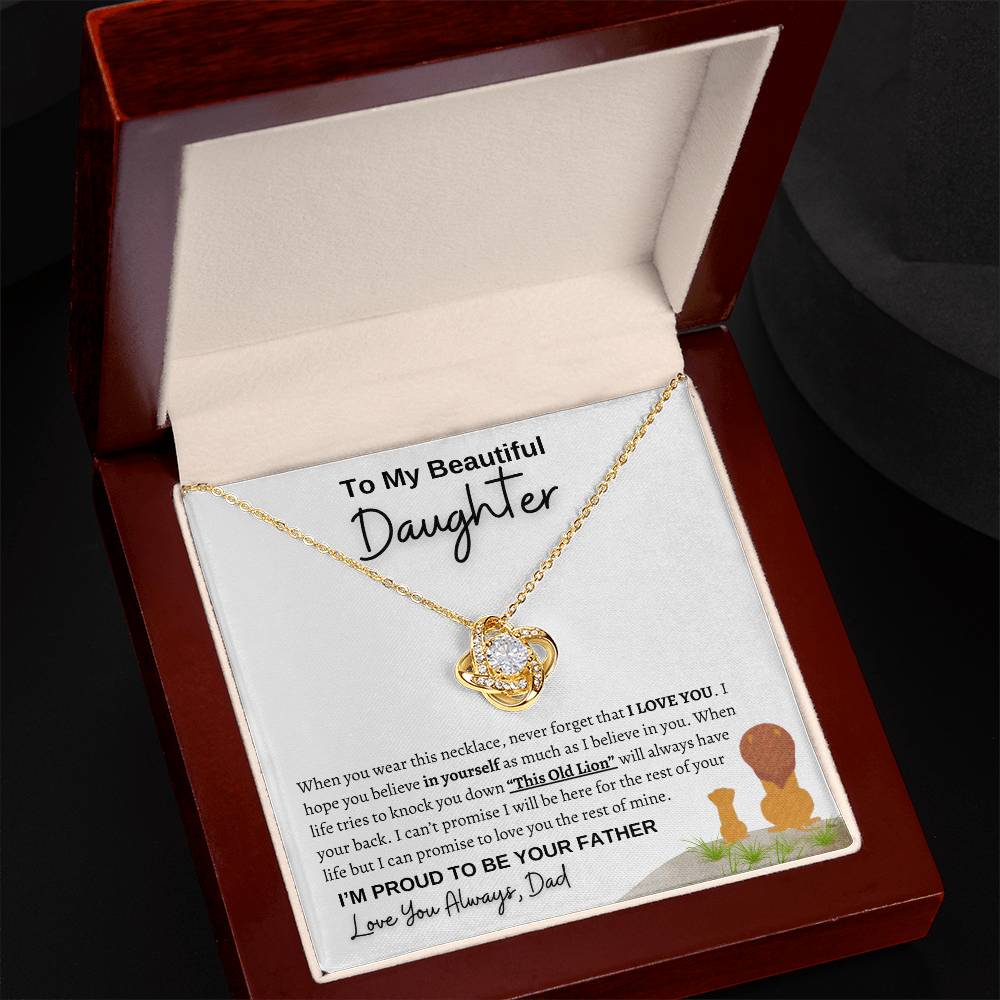 To my daughter | from dad Lion | Love Knot Necklace