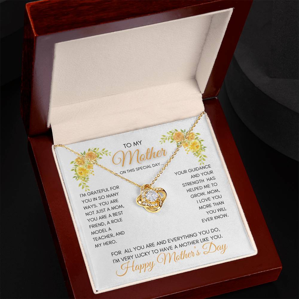 To My Mom | My Best Friend | My Hero | Golden Roses | Love Knot Necklace | Mother's Day Gift