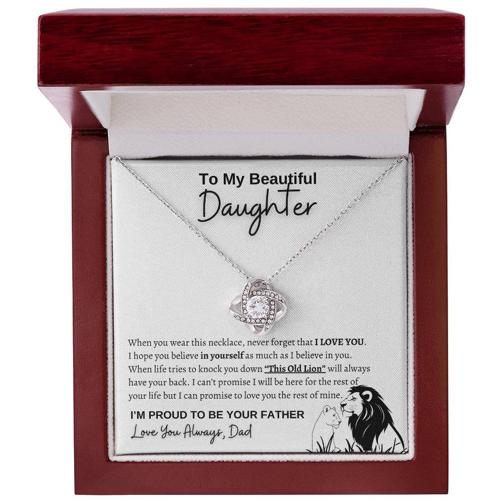 To my daughter | From Dad | Lion | Love Knot Necklace