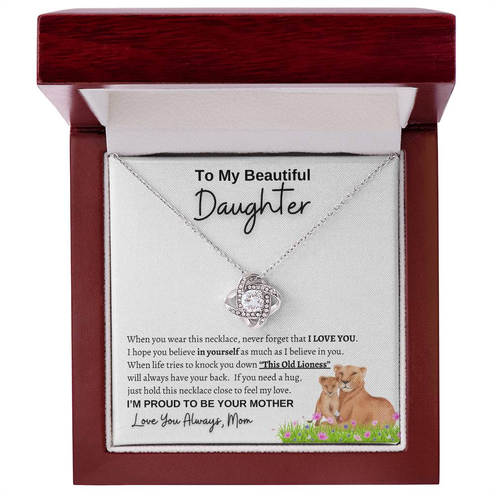 To my daughter from mom | Lioness | Love Knot Necklace