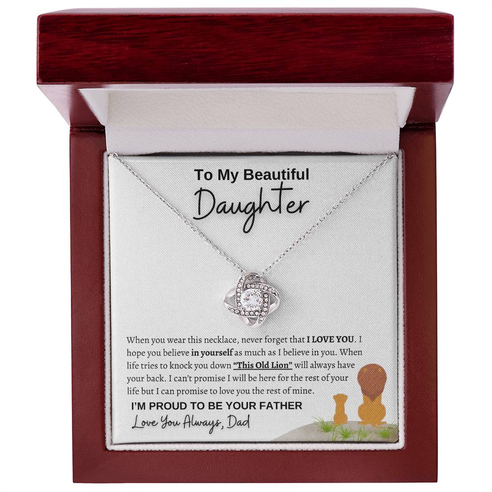 To my daughter | from dad Lion | Love Knot Necklace