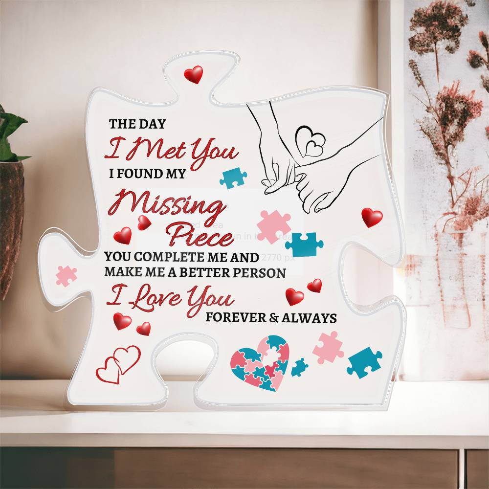 The Day I Met You | Acrylic Puzzle Plaque | Birthday or Anniversary Gift for Him or Her | Generic From Line