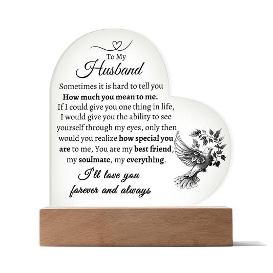 To My Husband | Love You Forever and Always | Heart shaped Acrylic Plaque | Generic From Line