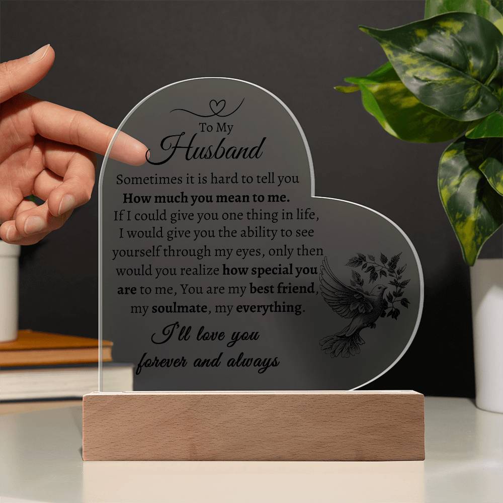 To My Husband | Love You Forever and Always | Heart shaped Acrylic Plaque | Generic From Line