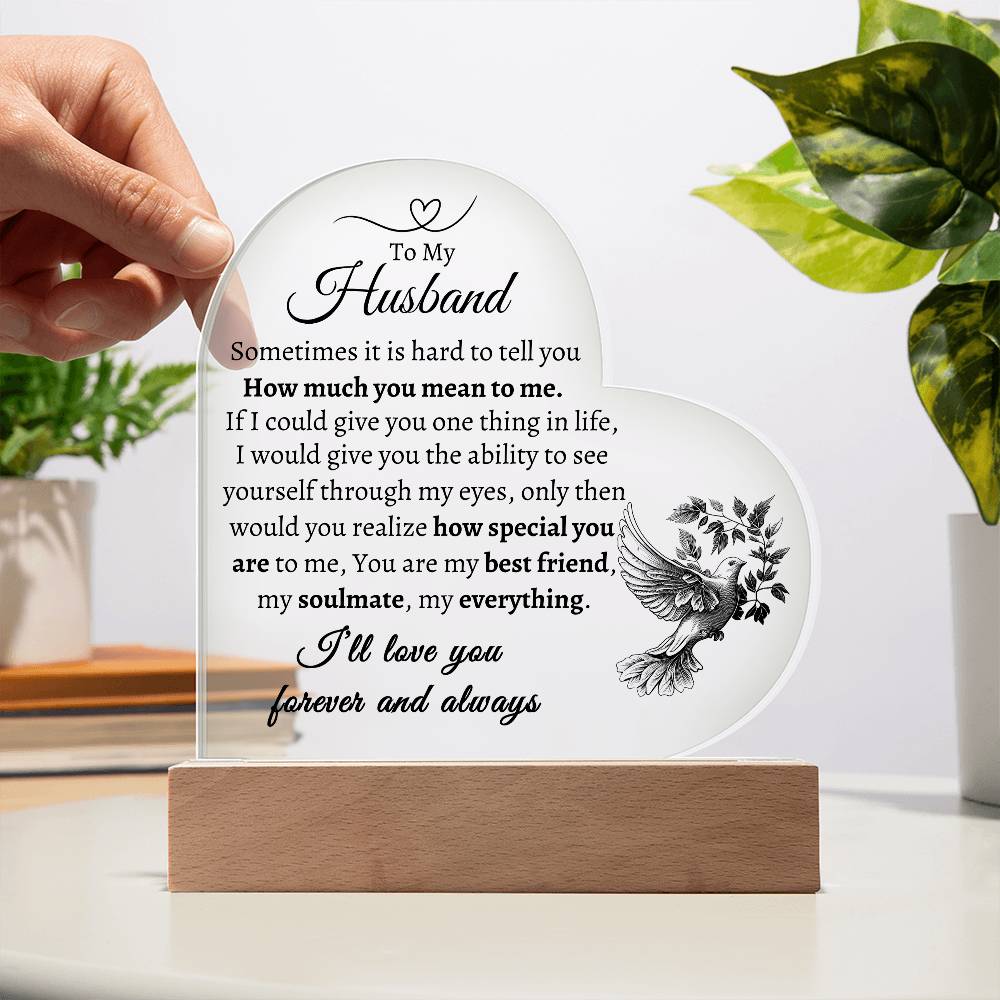 To My Husband | Love You Forever and Always | Heart shaped Acrylic Plaque | Generic From Line