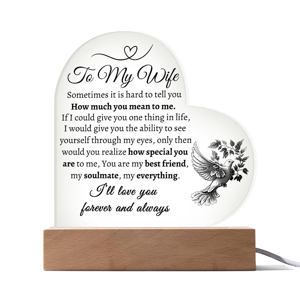 To My Wife | Love You Forever & Always | Acrylic Heart Plaque | Generic From Line