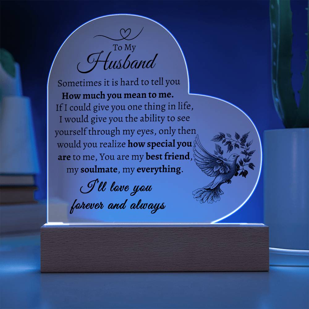 To My Husband | Love You Forever and Always | Heart shaped Acrylic Plaque | Generic From Line